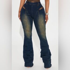 Fashion Nova Dark Blue Flare Jeans